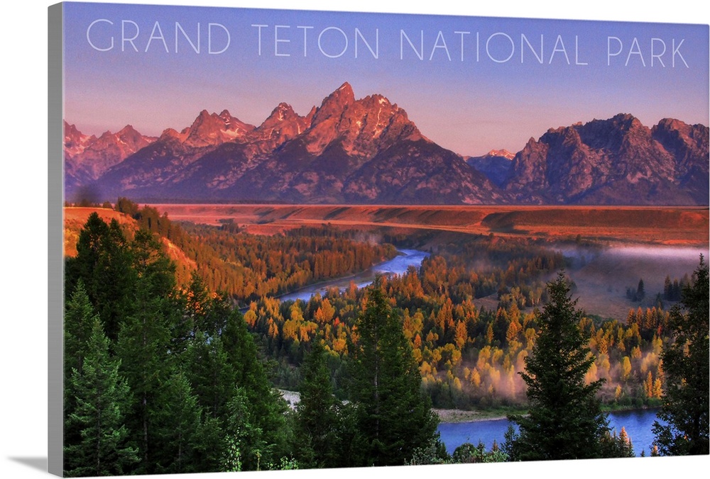Grand Teton National Park, Wyoming, Sunset River and Mountains