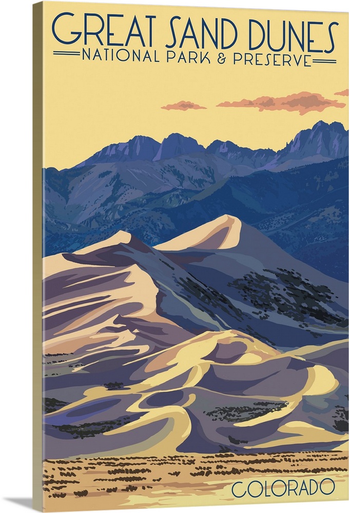 Great Sand Dunes National Park, Natural Landscape: Retro Travel Poster