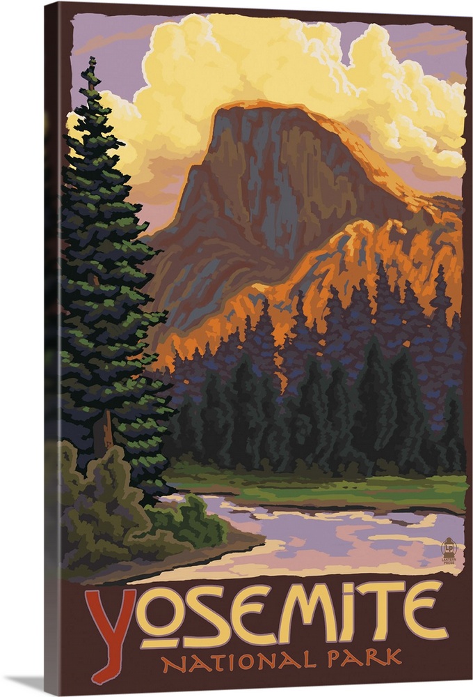 Half Dome Yosemite: Retro Travel Poster