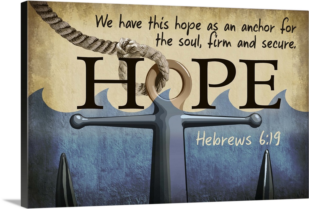 Hebrews 6:19 - Inspirational - Lantern Press Artwork: Retro Travel Poster