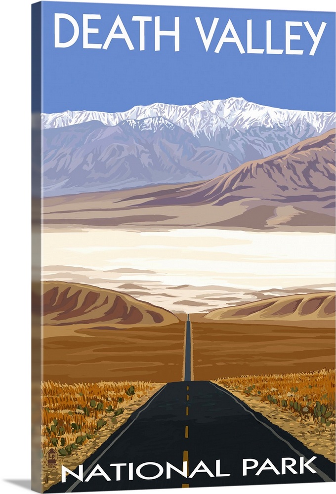 Highway View - Death Valley National Park: Retro Travel Poster