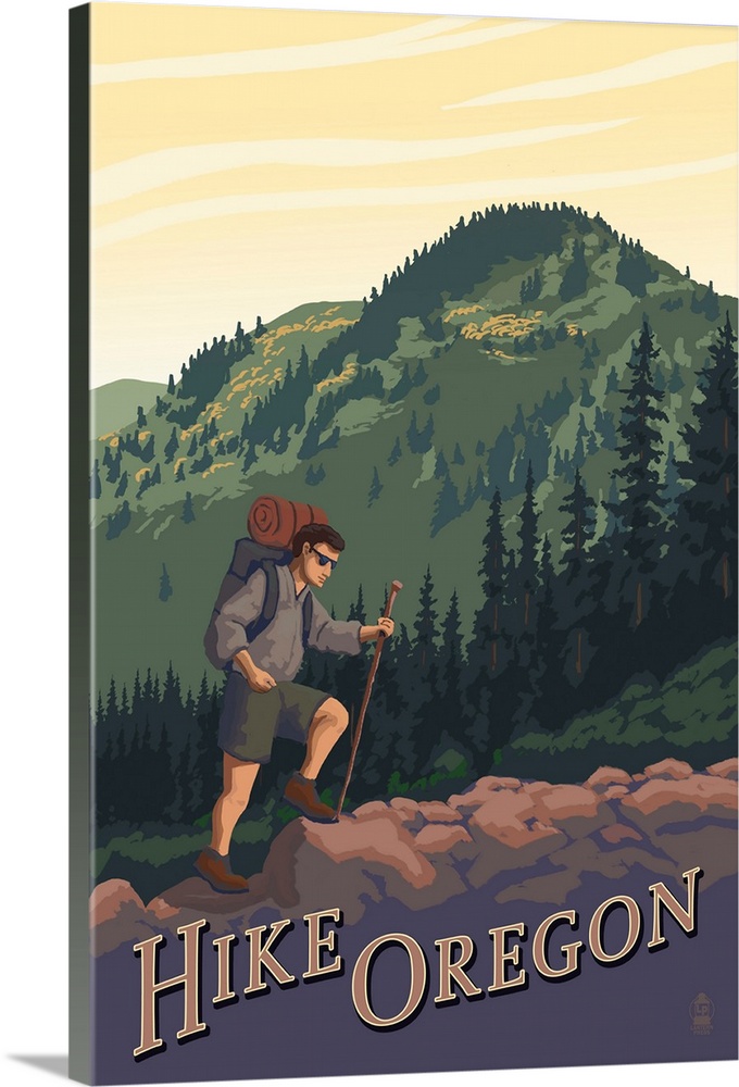 Hike Oregon: Retro Travel Poster