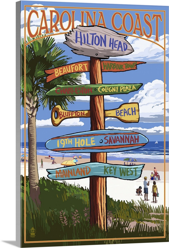 Hilton Head, South Carolina - Destination Signs: Retro Travel Poster