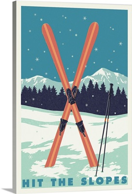 Hit the Slopes - Crossed Skis - Letterpress