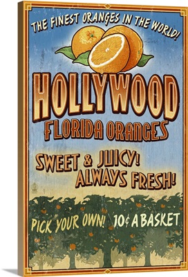 Hollywood, Florida - Orange Grove Vintage Sign: Retro Travel Poster