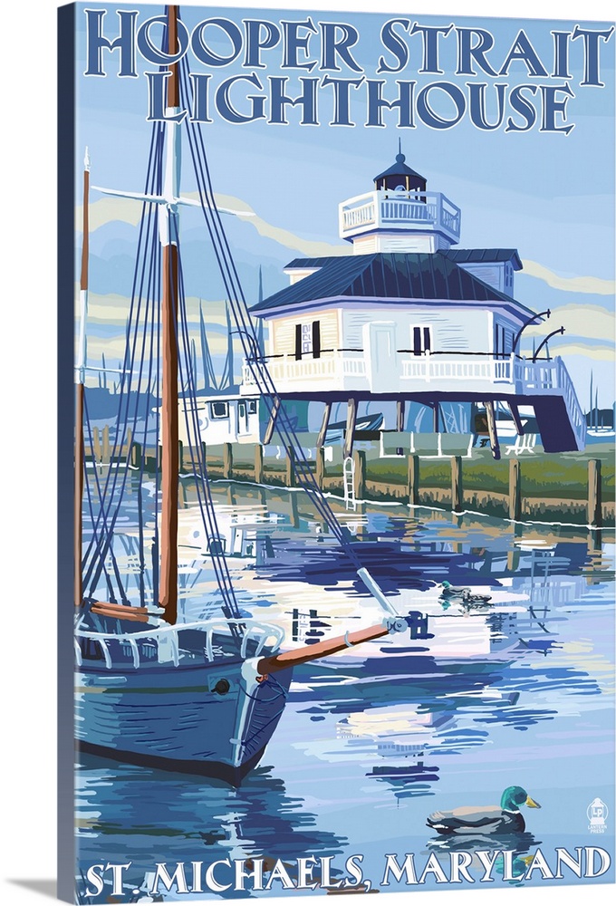 Hooper Strait Lighthouse - St. Michaels, MD: Retro Travel Poster