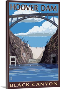 Hoover Dam - Black Canyon: Retro Travel Poster image thumbnail