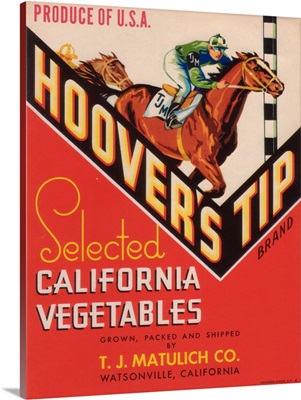 Hoover's Tip Vegetable Label, Watsonville, CA