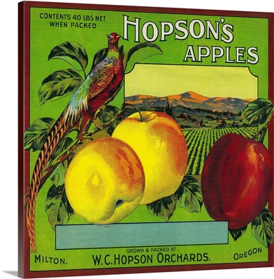 Hopson's Apple Crate Label, Milton, WA