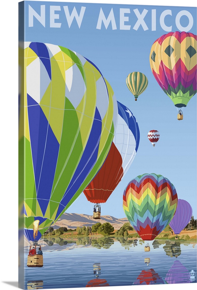Hot Air Balloons - New Mexico: Retro Travel Poster