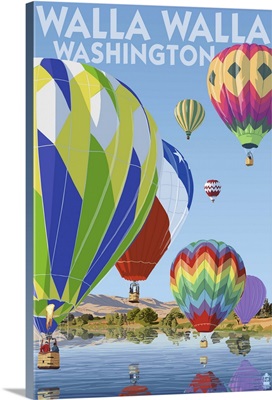 Hot Air Balloons - Walla Walla, Washington: Retro Travel Poster