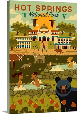 Hot Springs National Park, Adventure: Graphic Travel Poster
