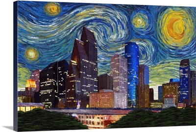 Houston, Texas - Starry Night City Series