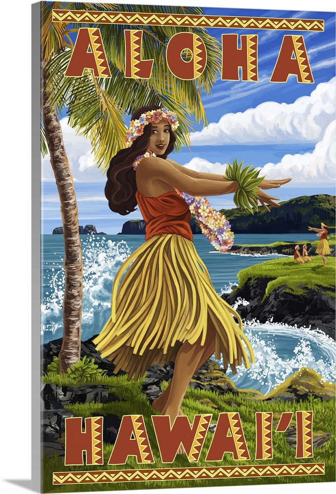 16x24 Details about   Hawaii 1960s Hula Dance Vintage Style Travel Poster 