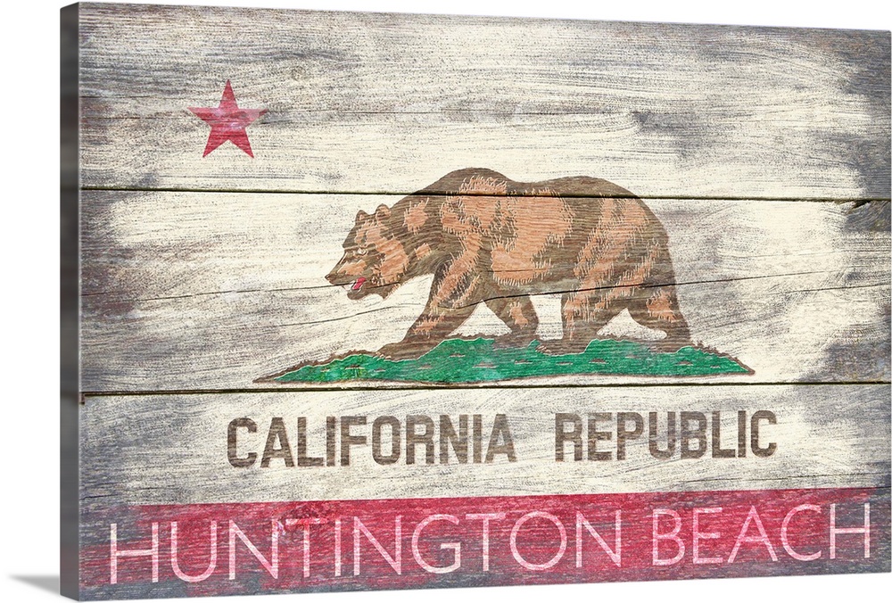 Huntington Beach, California, State Flag, Barnwood Painting