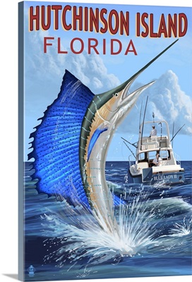 Hutchinson Island, Florida, Sailfish Fishing Scene