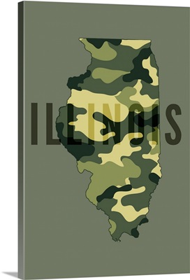 Illinois, Camo State, Green with Background