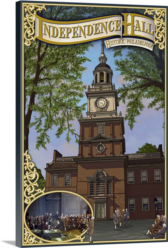 Independence Hall - Philadelphia, Pennsylvania: Retro Travel Poster