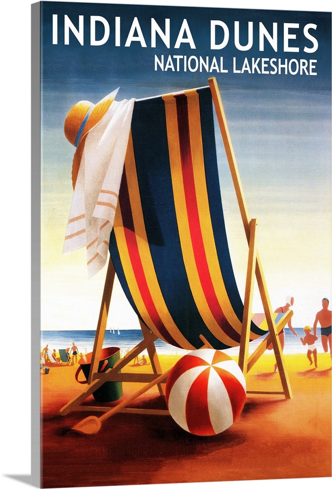 Indiana Dunes National Seashore, Indiana, Beach Chair and Ball