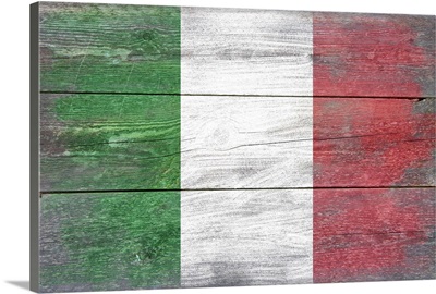 Italy Country Flag on Wood