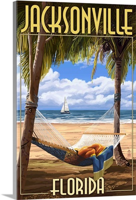 Jacksonville, Florida - Palms and Hammock: Retro Travel Poster