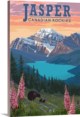 Jasper, Canada - Bear & Spring Flowers