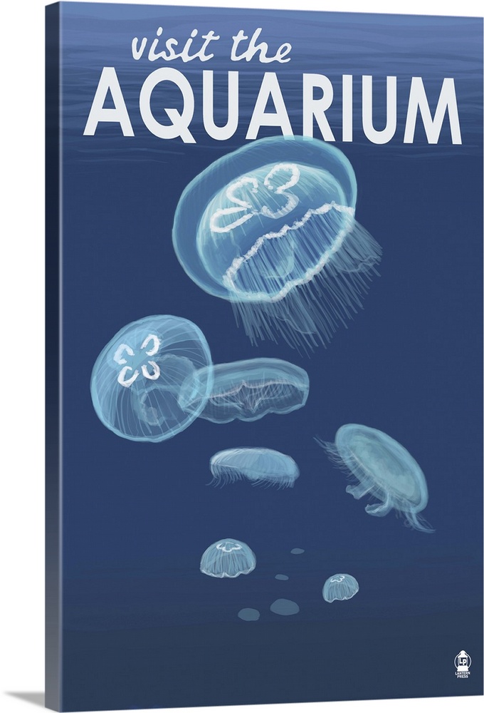 Jellyfish - Visit the Aquarium: Retro Travel Poster