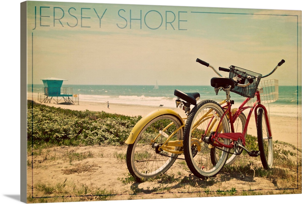 Jersey Shore, Bicycles and Beach Scene