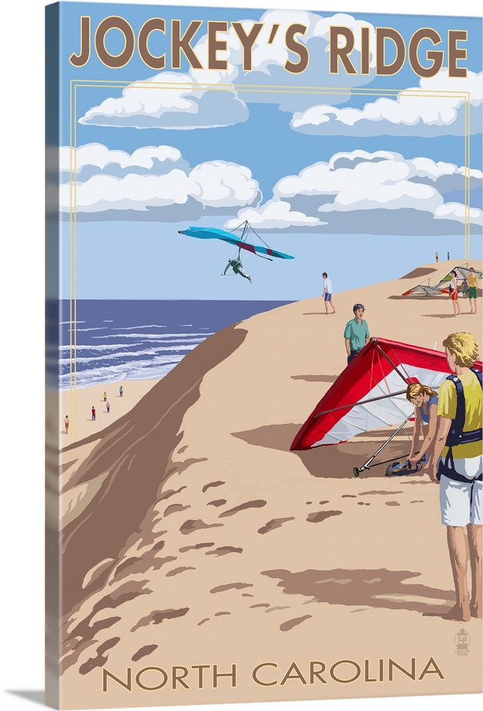 Jockey's Ridge Hang Gliders - Outer Banks, North Carolina: Retro Travel Poster