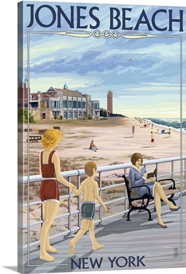 Jones Beach Scene, New York: Retro Travel Poster