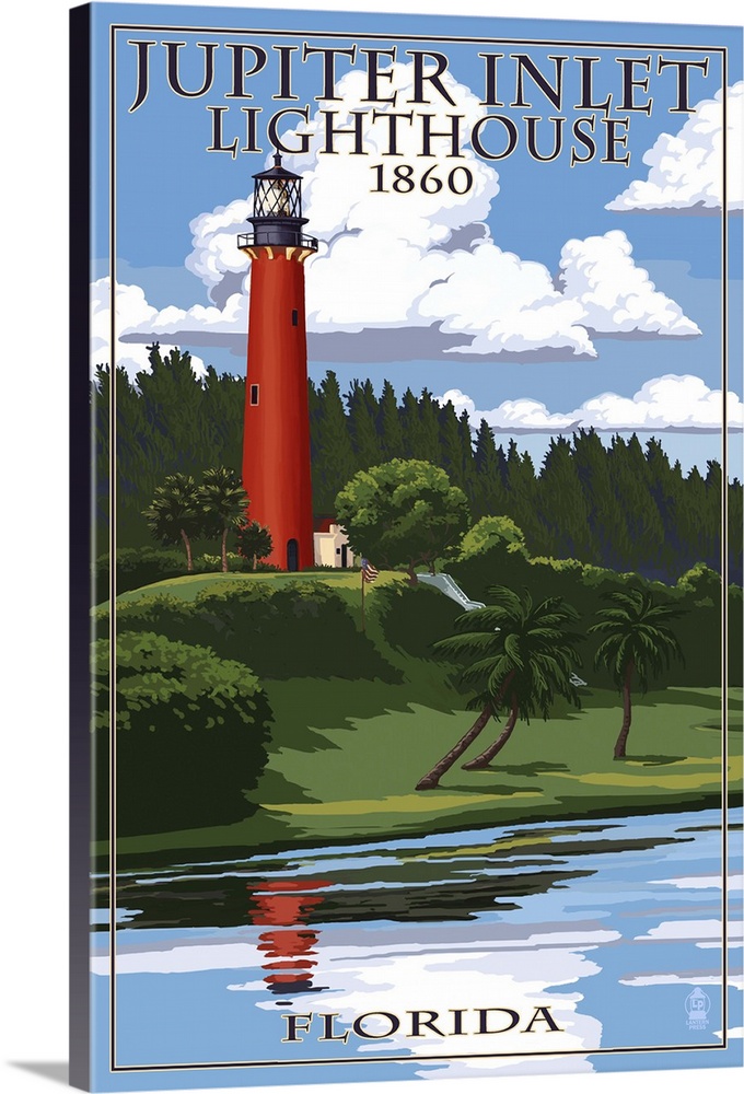 Jupiter Inlet Lighthouse - Jupiter, Florida: Retro Travel Poster
