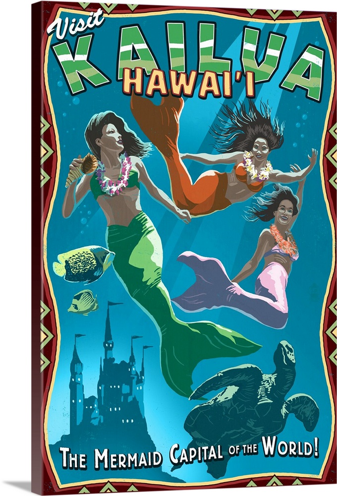Kailua, Hawaii, Mermaid Vintage Sign