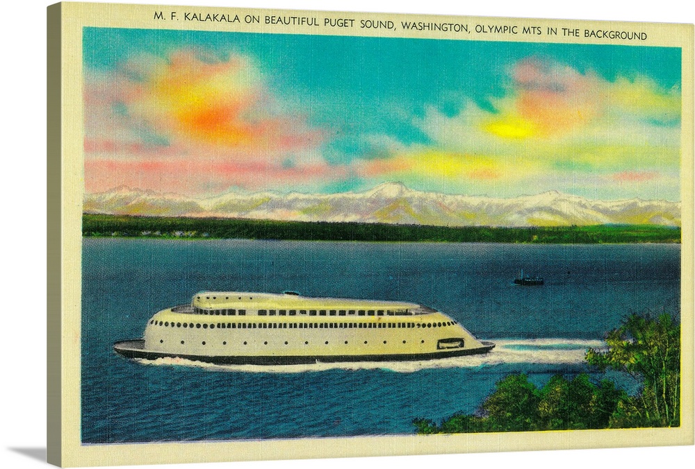 Kalakala Ferry, Puget Sound, Olympic Mountains, Seattle, WA