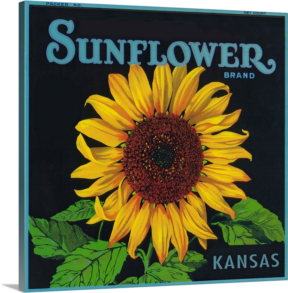 Kansas, Sunflower Brand Crate Label
