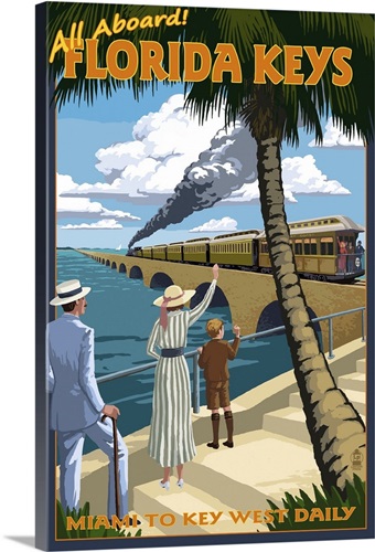 Vintage Travel Poster Key West Florida USA, Car