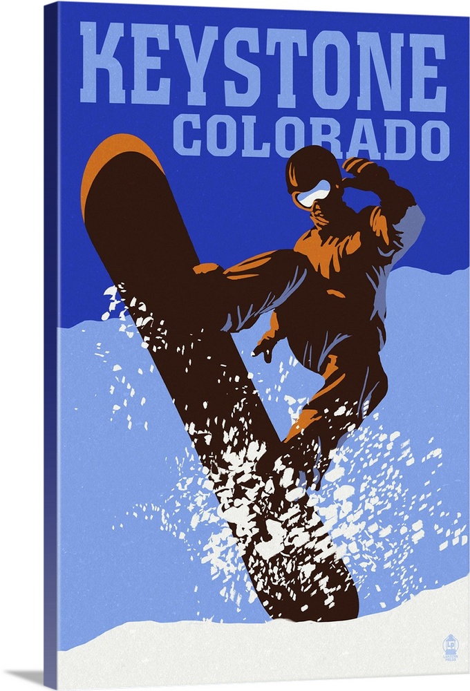 Keystone, Colorado - Colorblocked Snowboarder: Retro Travel Poster