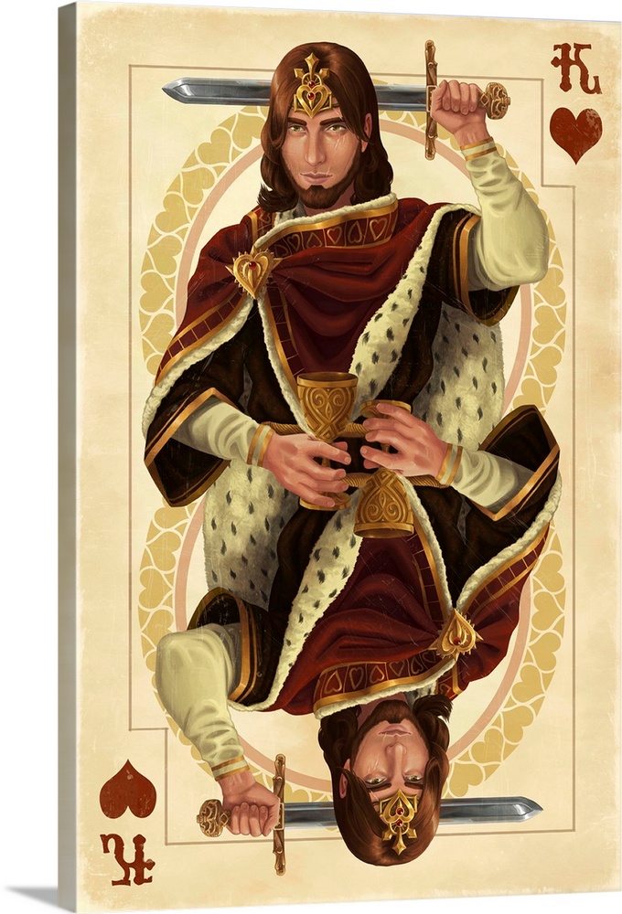King of Hearts - Playing Card: Retro Art Poster