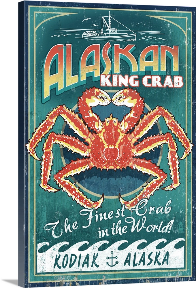 Kodiak, Alaska, King Crab Vintage Sign