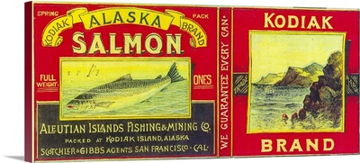 Kodiak Salmon Can Label, Kodiak Island, AK