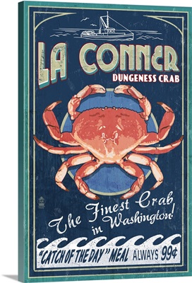 La Connor, Washington, Crab Vintage Sign