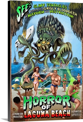 Laguna Beach, California - Alien Attack Horror: Retro Travel Poster