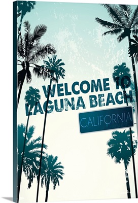 Laguna Beach, California, Street Sign and Palms
