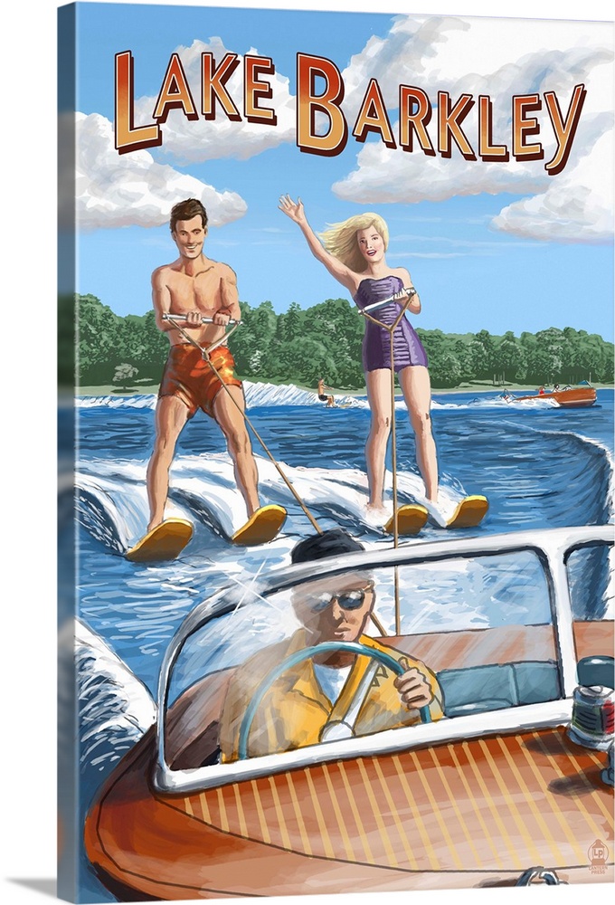 Lake Barkley, Kentucky - Water Skiing: Retro Travel Poster