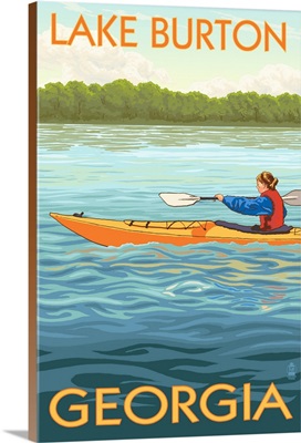 Lake Burton, Georgia - Kayak Scene: Retro Travel Poster