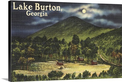 Lake Burton, Georgia - Moonlit Scene: Retro Travel Poster