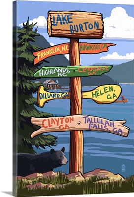 Lake Burton, Georgia - Sign Destinations: Retro Travel Poster