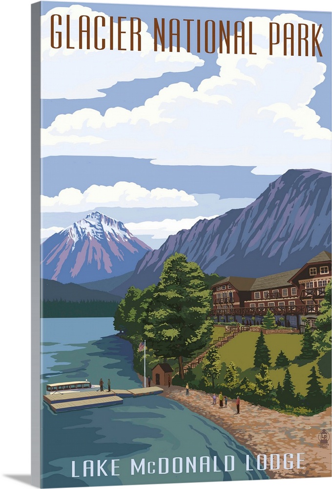 Lake McDonald Lodge - Glacier National Park, Montana: Retro Travel Poster