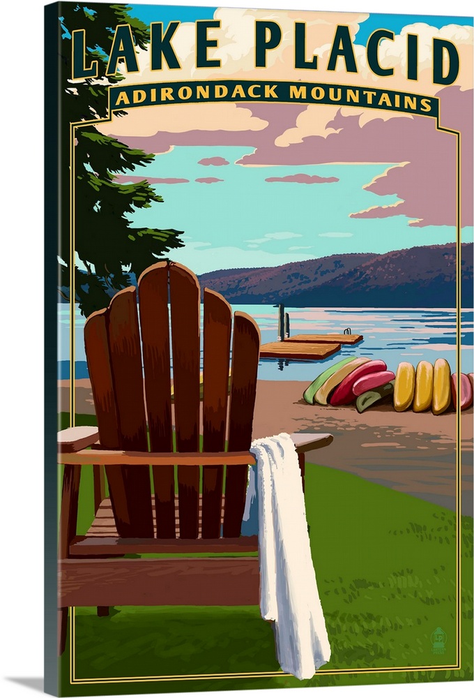 Lake Placid, Adirondack Mountains, New York, Adirondack Chair and Lake