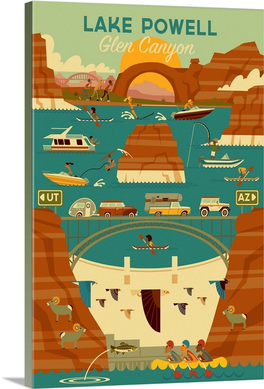 Lake Powell, Arizona Glen Canyon Dam Geometric Wall Art, Canvas