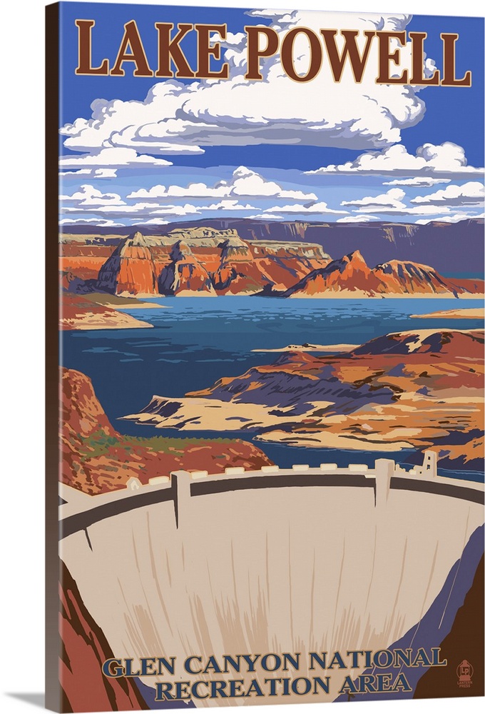 Lake Powell Dam View: Retro Travel Poster